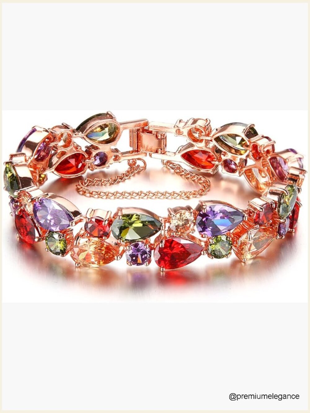Gemstone Jewelry Set - Bracelet Necklace Earrings Ring Rose Gold Plated